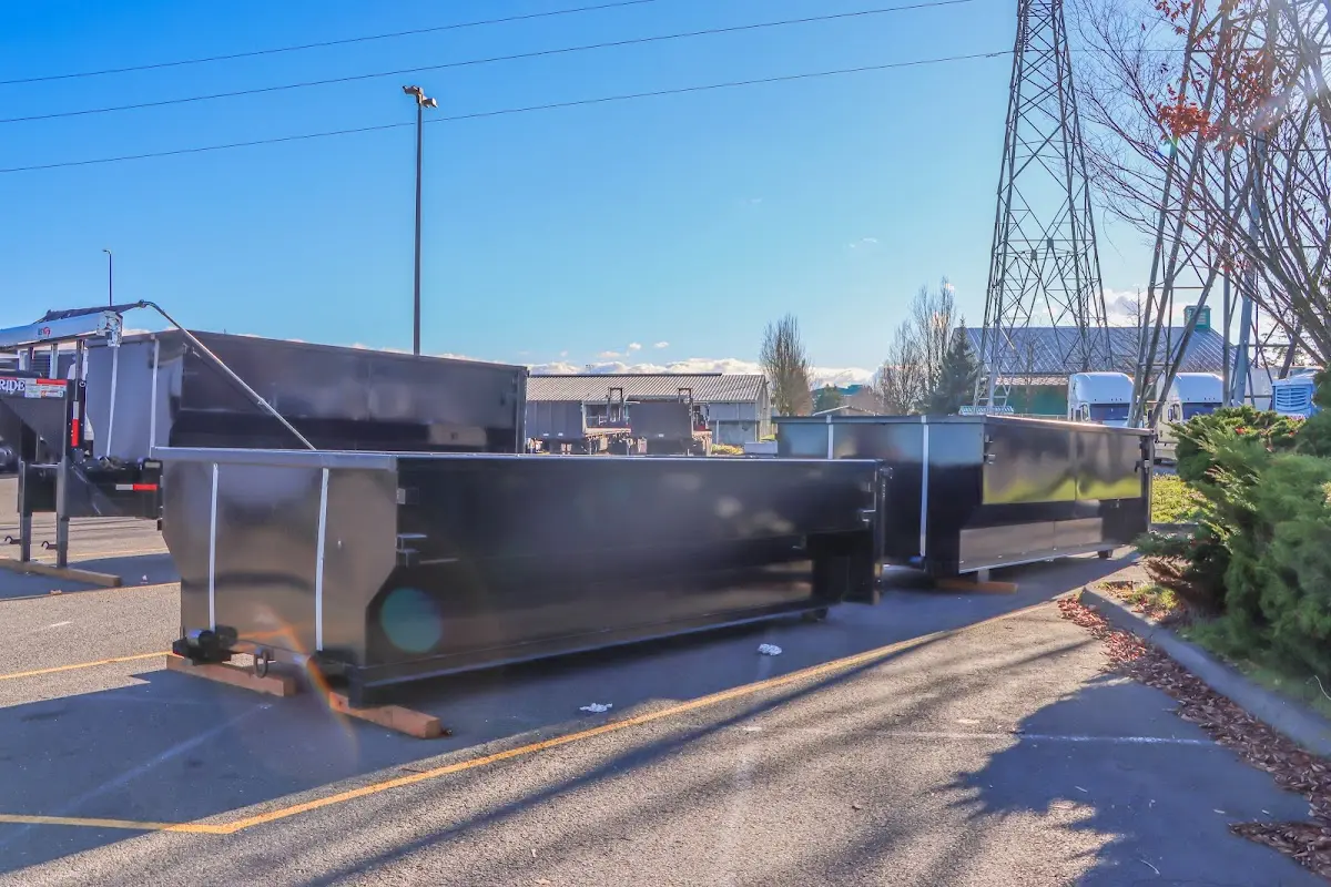 Roll-off dumpster ready for waste disposal at job site for Estate Cleanout Dumpster Rental in Sweden